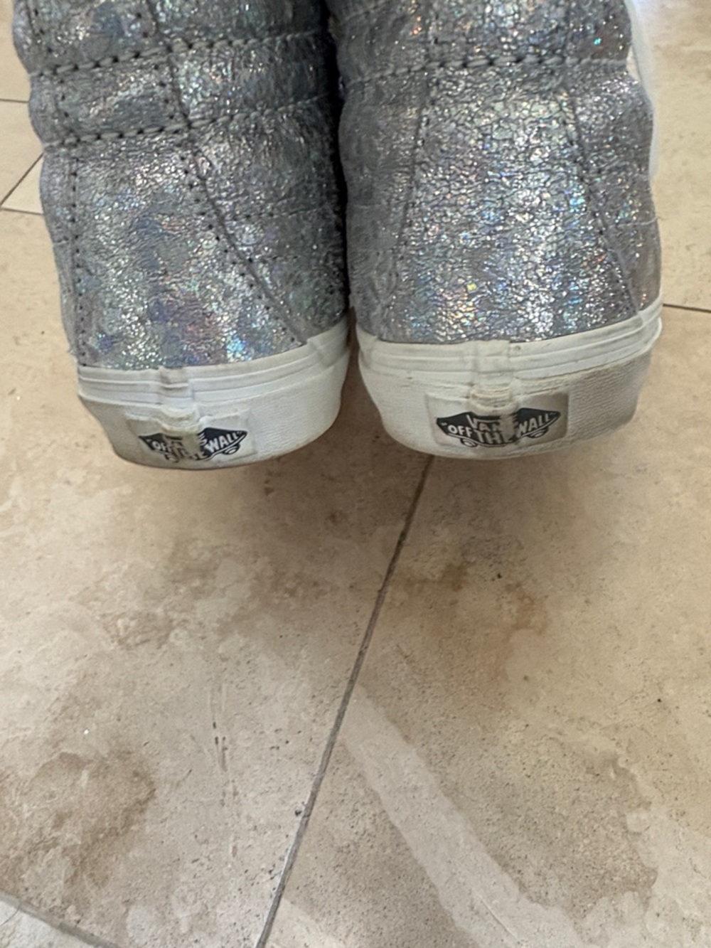 Vans Silver Glitter High-Top Sneakers - Women's - Picture 2 of 5